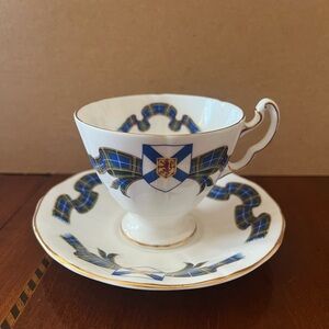 Adderley Nova Scotia Tartan Bone China Teacup w/ 2 Saucers H641 VINTAGE England